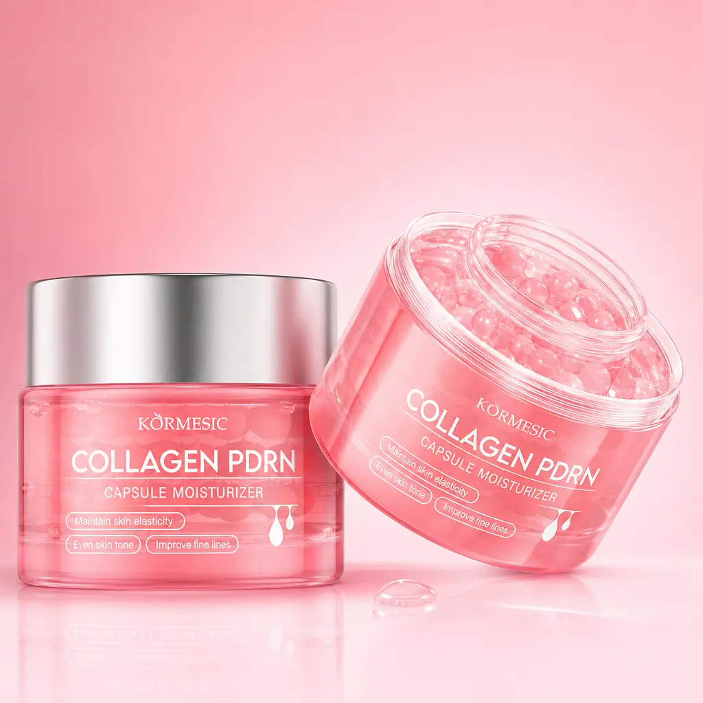 3 PCS Korean Pink Boba Cream Peel Facial Gel - PDRN Pink Collagen Capsule, Sodium DNA & Niacinamide, Moisturizing Smooth Brightening Hydrator for Uneven Skin Tone, Radiant Healthy Skin, Collagen Rich night moisturizer