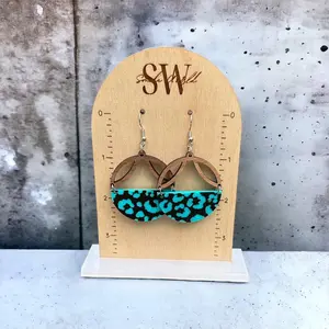 Teal Leopard Dangle Earrings