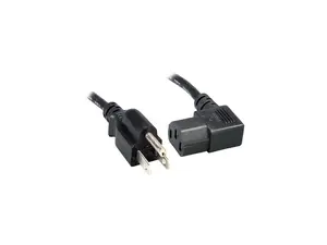 Nippon Labs 18 AWG Right Angle Standard Power Cord NEMA 5-15P to C13, 10A, 125V, 10 ft. Black Power Cable NEMA 5-15P to IEC-60320-C13