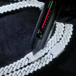 Moissanite 10MM Prong Cuban Link Chain Sterling Silver Pass Test Lab Diamond Necklace Valentine's Day Gift For Him (Storage Boxes)nice