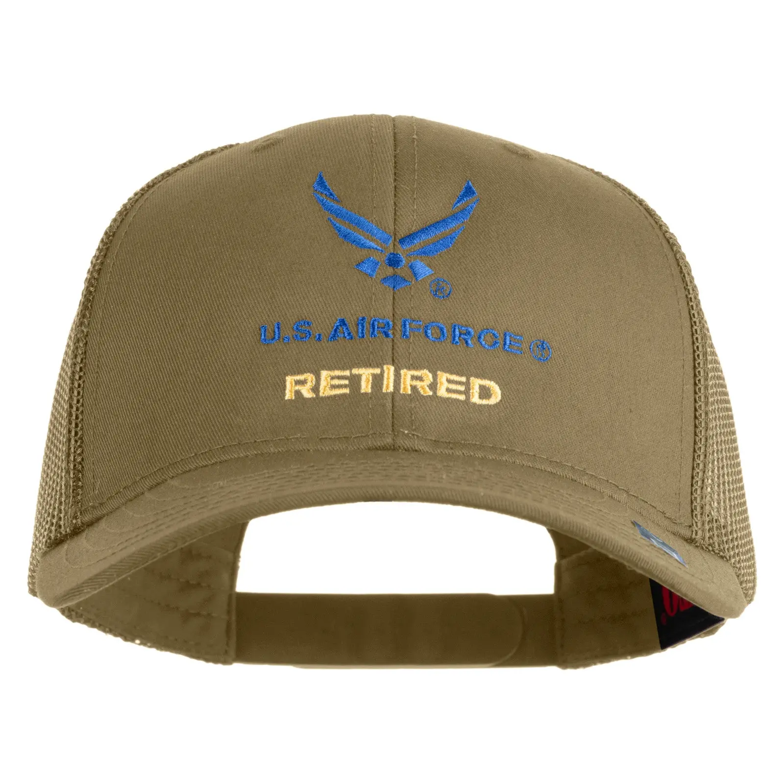 US Air Force Retired with Wing Embroidered Cotton Mesh Cap