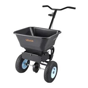VEVOR Lawn Spreader, 100LBS Capacity, Walk-Behind Push Spreader, 0-9.8ft Spreading Width, 13 in All Terrain Pneumatic Tires, Fertilizer Spreaders with Hopper Grate, for Seed Salt Ice Melt