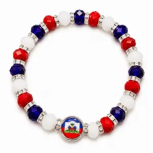 Haiti Flag Beaded Bracelet