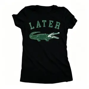 Womens Later Alligator T Shirt Funny Gator Joke Saying Tee for Ladies Funny Womens T Shirts Cute Vintage Fashion Casual Ladies T-Shirt Gift Sarcastic Tops for Women Funny Animal Top Women's Novelty Tees Dark Grey