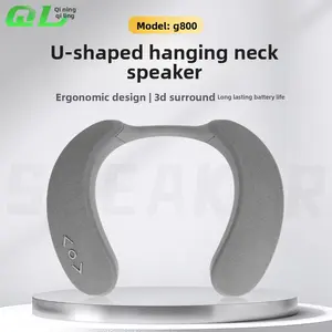 Qi Ning G800 Wireless U-Shaped Hanging Neck Speaker with 3D Surround Sound Ergonomic Design Built-in Battery for Outdoor Sports Running and Smartphone Audio