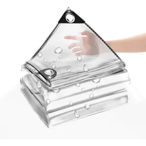 8’ x 16’ Tarp, Vinyl Tarp with Grommets, Duty Waterproof Transparent Cover for, Porch, Window,, Coop, and Greenhouse