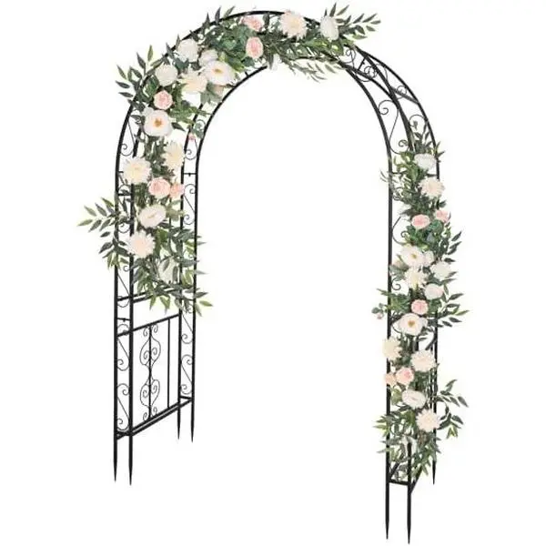 Ubesgoo Wrought Iron Arch Arbor, Courtyard Plant Climbing Frame, Outdoor Wedding Solemnisation Ceremony Decor for for Entrance Gate of Patio, Garden, Park, Porch