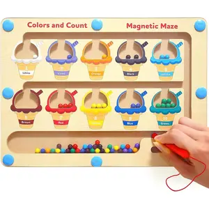 Z-ITC9 Magnetic Color and Number Maze - Toddler Toys for 3 4 5 Year Old, Wooden Color Matching & Counting Puzzle Board-Toddler Fine Motor Skills Learning Toys Holiday & Birthday Gifts for Kids