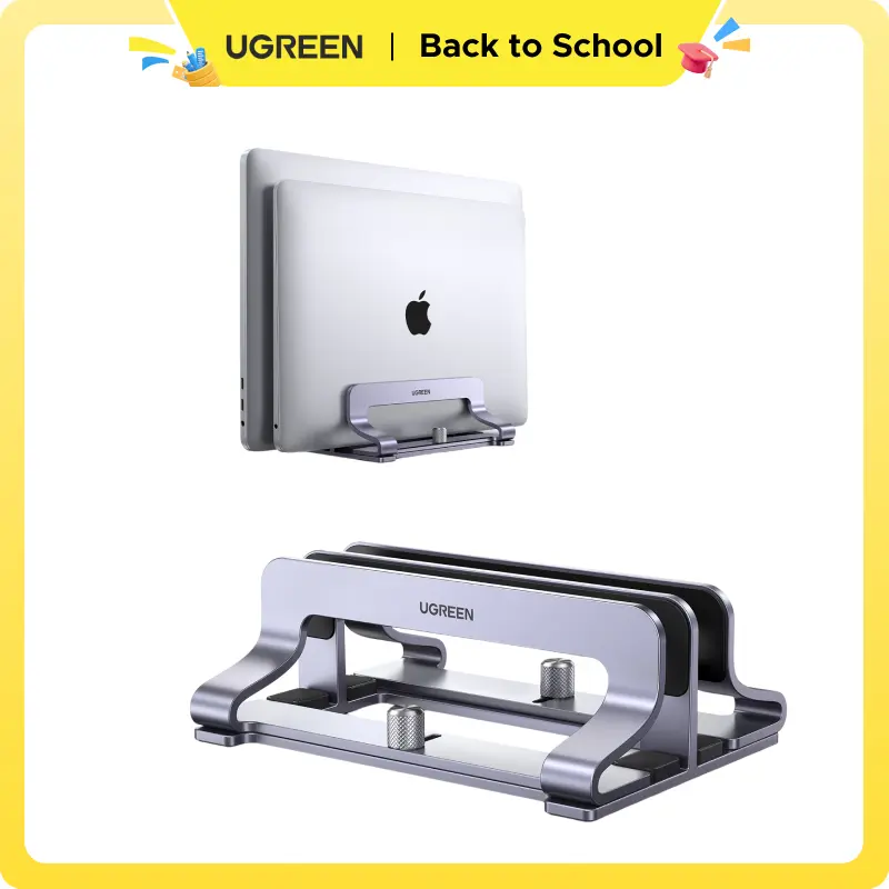 UGREEN Vertical Laptop Stand Holder Desk Single/Dual Aluminum Dock Compatible with MacBook Pro Air Laptop Stand Desktop Adjustable, Lenovo Ideapad, Surface Book, HP Notebook, Dell Chromebook Up to 17.3 Inch-Summer Sale tiktokshopbacktoschool, Laptop Stand