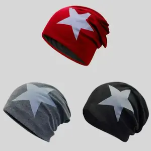 Comfy All-Day Beanie Big Star Design for School & Skate Universal Fit Warm Stylish Trendy Star Pattern Hat for Men Women Winter Accessory