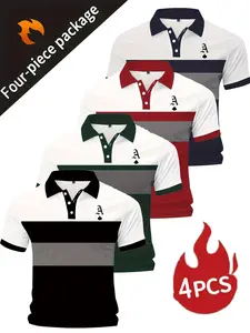 New summer 4-piece fashionable checkered striped shirt, digital printed short sleeved quick drying casual top