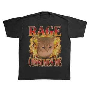 Angry Cat Fire Shirt |   Rage Consumes Me Chaotic Tee |   Ironic Cat Meme |   Sarcastic Gothic Tee |   Grumpy Cat Graphic Tee |   Edgy Cat Lover Gift Menswear
