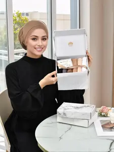 Women's Solid Color Underscarves Set, Soft Comfortable Hijabs, Turban Hijab, Fashionable Islamic Clothing for Daily Wear with Greeting Card, Hijabs for Women