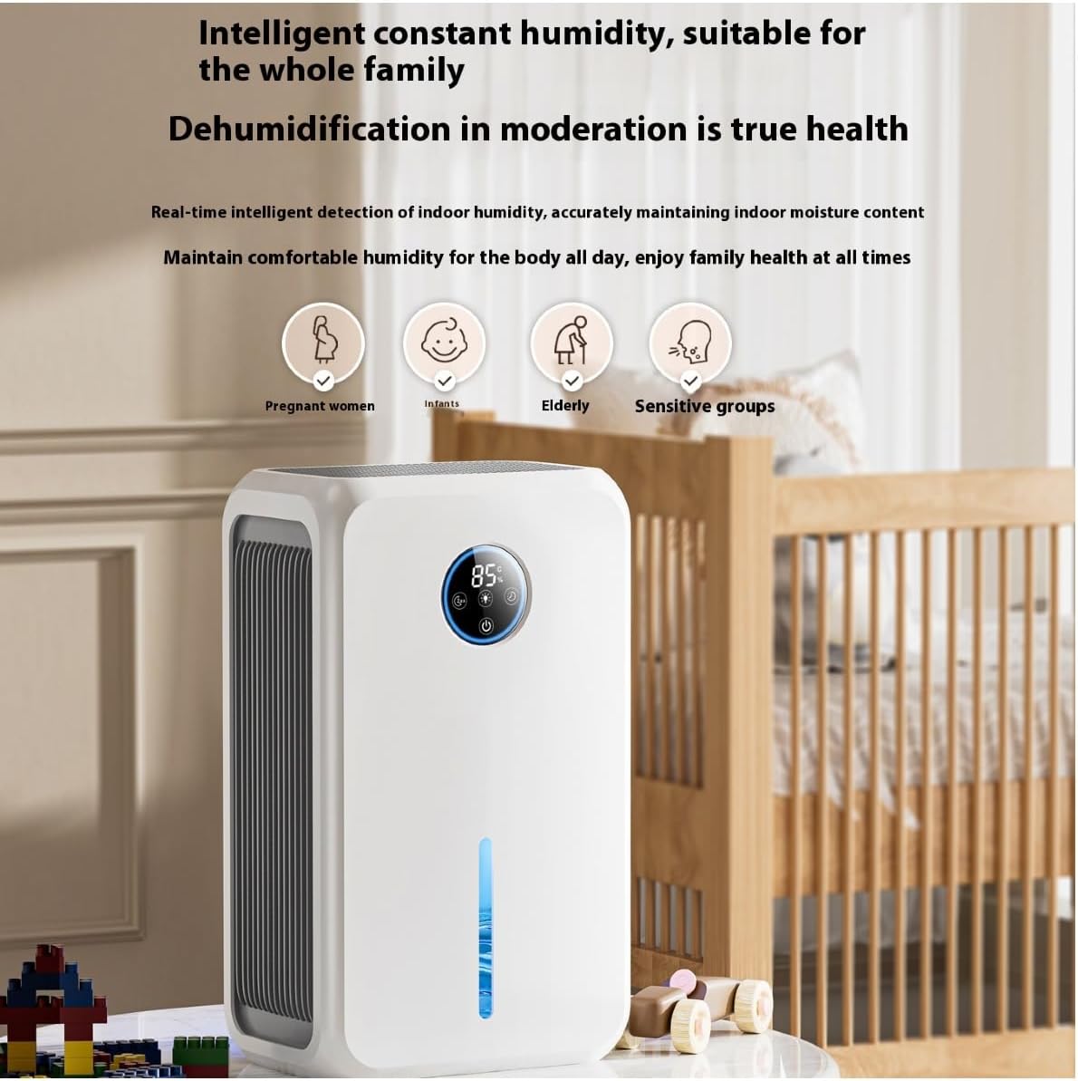 Dehumidifier for Home up to 1000 Sq.Ft, Quiet Portable Dehumidifier for Bedroom Basement Bathroom, Smart Auto Comfort Mode, Digital Display Humidity Control, Timer Function, Safe Energy Efficient Moisture Remover with Thermal Protection