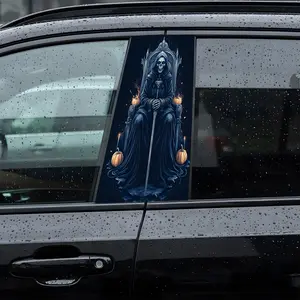 Skull Car B-pillar Sticker 9.84in x 19.68in Fits Most Vinyl Waterproof And Sunproof Cars High-Quality Graphic Design Decoration