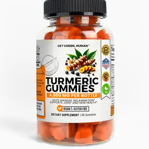 Turmeric Ginger Gummies Get Green Human 4000mg Vegan Supplement for Daily Support and Joint Wellness Made in USA 60 Count
