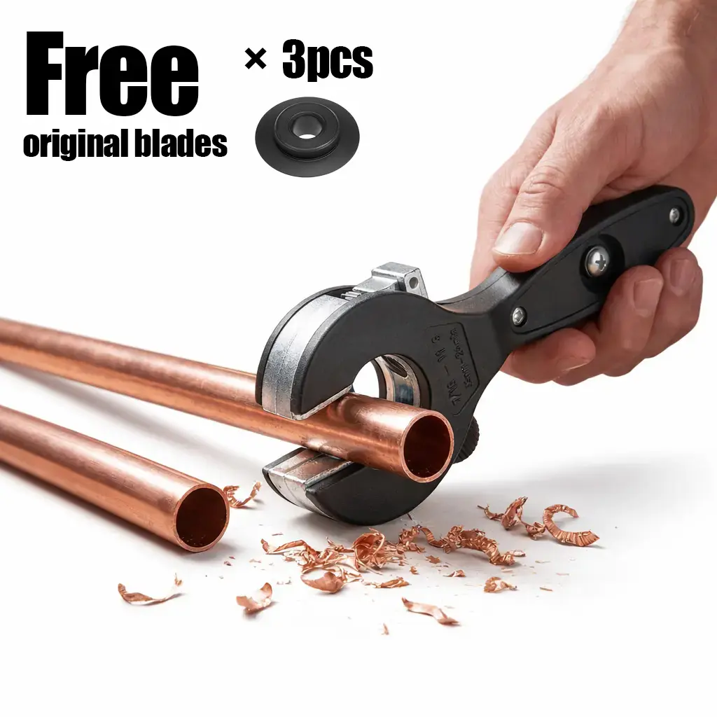 2-in-1 Ratcheting Pipe Cutter with Adjustable Jaws, Alloy Steel Compact Close Quarters Tool (5/16"-1-1/8" / 29mm), Professional HVAC Repair for Copper, PVC & Soft Metal Pipes, Bonus 3 Extra Blades