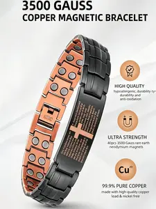 Men's Copper Bracelet, Cross Magnetic Bracelet with Strong Magnet, Adjustable Links, Magnetic Therapy Bracelet, Perfect Gift for Dad, Boyfriend, Son, Pure Copper Bracelets