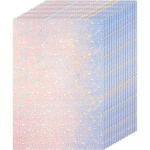 36 Sheets Holographic Sticker Paper A4 Vinyl Holographic Laminate Sheets Self Adhesive Waterproof Transparent Film, 11.7 x 8.3 inches(Star)