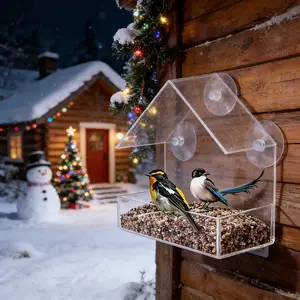 Bird Feeder House Toy for Outdoor Window with Strong Suction Cups for Wild Birds Cardinal Resin Bluebird No-Drill Ideal for Kids Hand-on Ability Developing 15CM x 15CM x 0.221KG