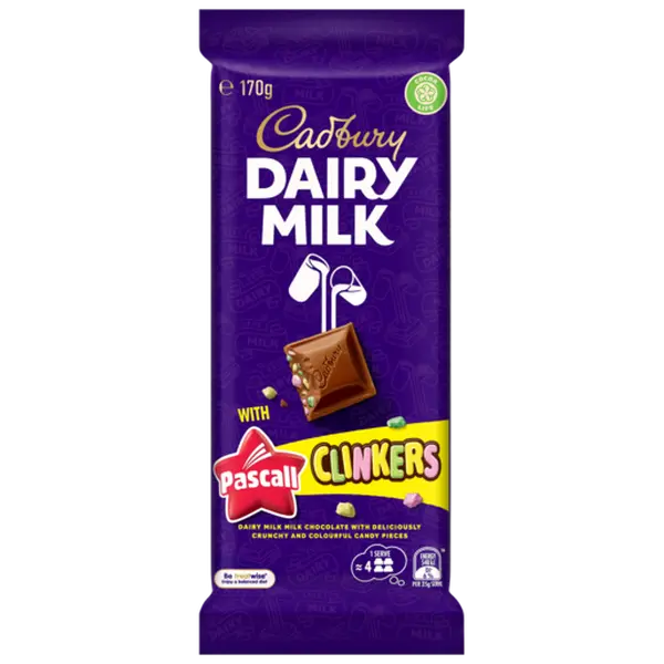 Delicious Cadbury Pascall Clinkers Chocolate Bar, Australian Import - Ships with Cold Pack in Insulated Package - This item ships Mon-Thurs to try to avoid any melting.