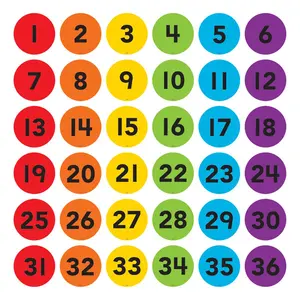 Teacher Created Resources  Spot on Numbers 1-36 Floor Markers for Grade PK Plus, Multi Color