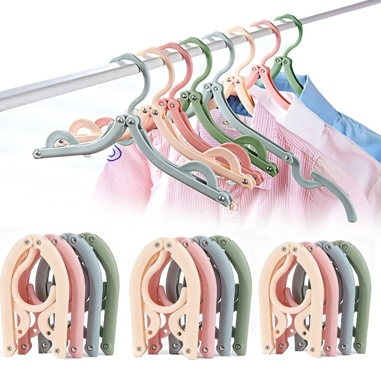 Travel Hangers Portable, 4/8/12 Pcs Foldable Clothes Hangers, Multi-Color Folding Hangers, Clothes Drying Rack, For Camping Flying RV Cruise Suitcase