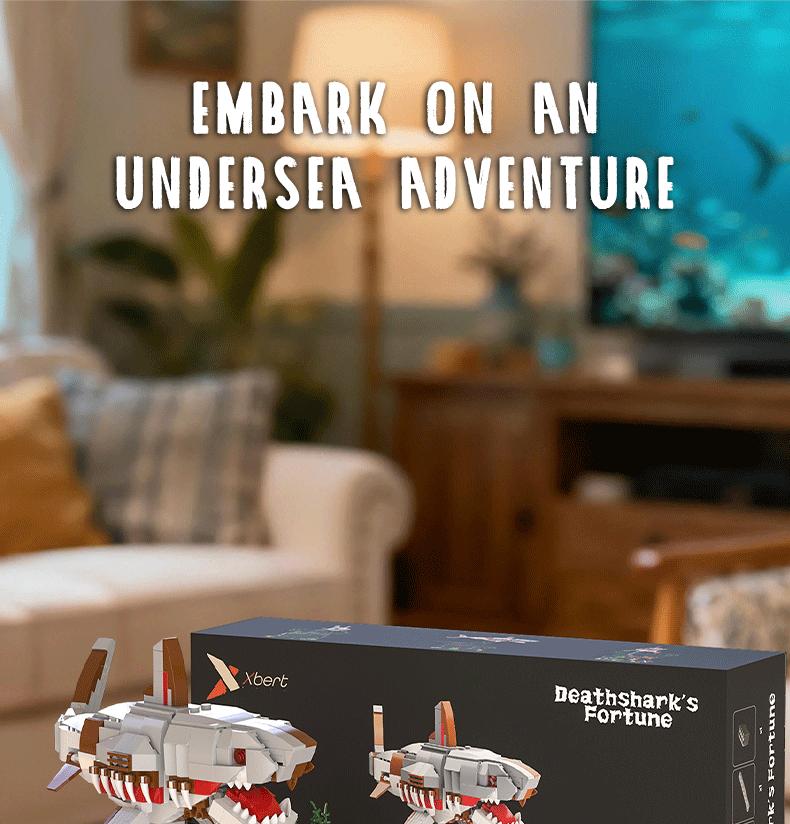 Deep Sea Megalodon Building Set, 1,014+ Pieces, Underwater World Marine Life Model Kit, High Difficulty Collectible Display Assembly Toy for Adults, Creative Gift for Ocean Enthusiasts