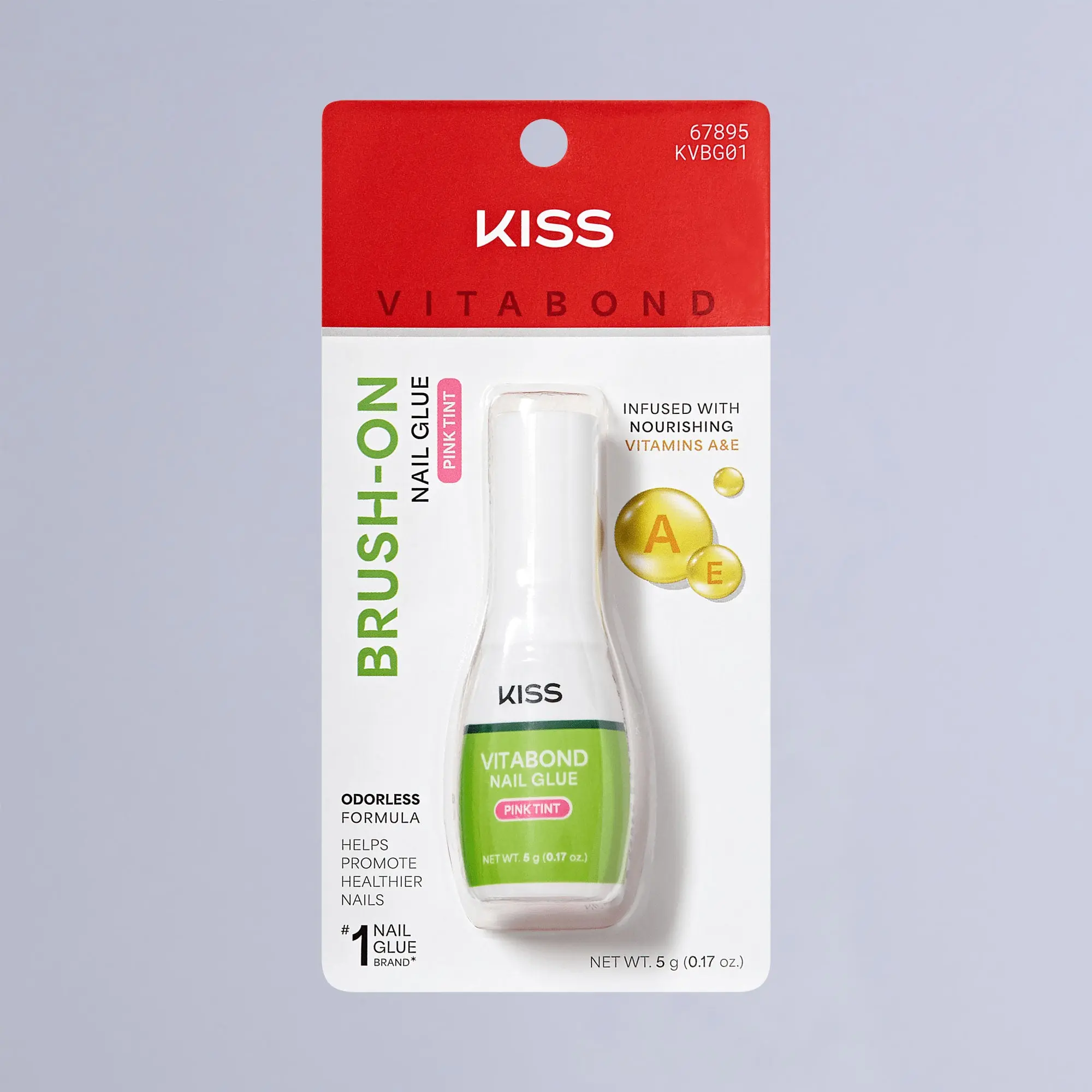 Kiss VitaBond Brush-On Fake Nail Glue - 0.17 oz. | Nail Adhesive, Press-On Glue, Pink Tint, Infused with Vitamins A and E