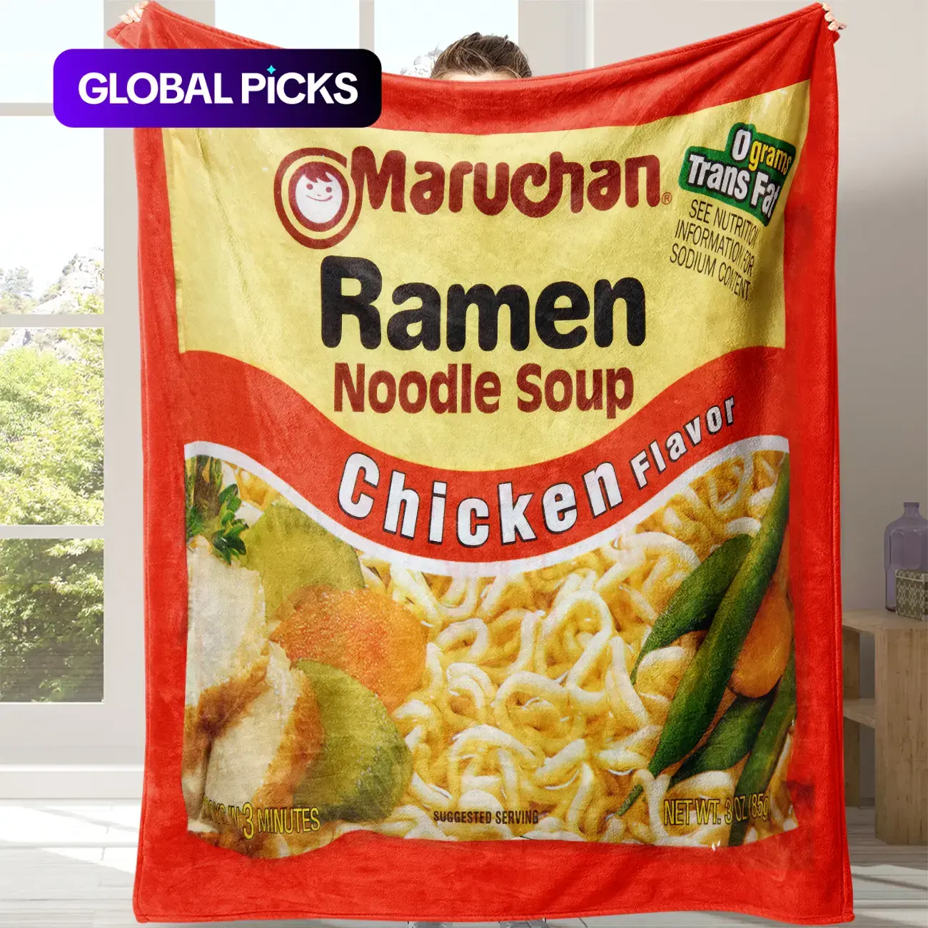 Chicken Noodle Pattern Graphic Throw Blanket, Home Decor Blankets, Soft Comfortable Warm Decorative Blanket for Home, Office, School, Dormitory and Camping #GLOBAL PICKS