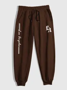 Men's Letter Print Drawstring Waist Sweatpants, Casual Regular Fit Jogger Pants for Daily Wear, Men's Trousers for All Seasons, Casual Athletic Jogging, Casual Sports Trousers