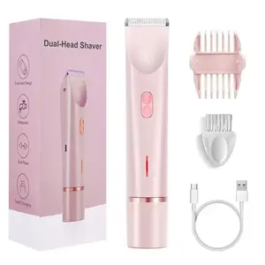 Rechargeable Electric Razor Mini Women Bikini Trimmer Body Hair Removal Dual Head Electric Depilator, New Lithium Ion Battery