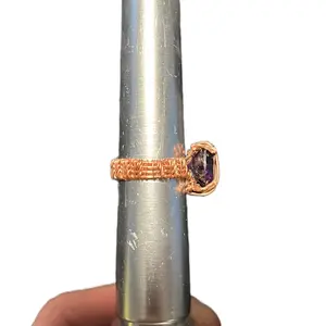 Hand crafted wired wrapped amethyst ring size 9