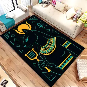 Egyptian cat deity motif. Printed pattern home carpet, suitable for living room, bedroom, kitchen mat, home decoration, carpet, and suitable as a holiday gift for family and friends