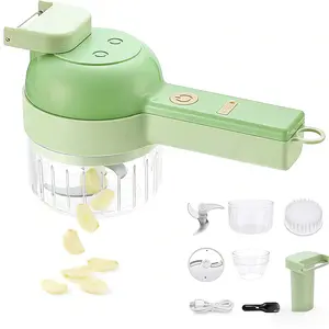 4 in 1 Portable Electric Vegetable Cutter Set - Mini Food Slicer & Chopper, Multifunctional Wireless Grinder, Peeler & Clean Brush Function for Kitchen, Food Processor, Kitchen Tools
