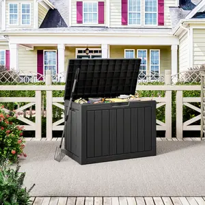 TikTokShopSpringGlowUp Multifunctional 45 Gallon Deck Box,  Organiser ，Lightweight Yet Sturdy Outdoor Storage Solution with Built-in Handles, Ideal for Pool Toys, Patio Tools, Garden Supplies