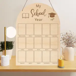 Wooden Hanging School Year Planner, 1 Count Back To School Season Classroom Decoration, Room Decoration, Living Room Dining Room Decoration Sign