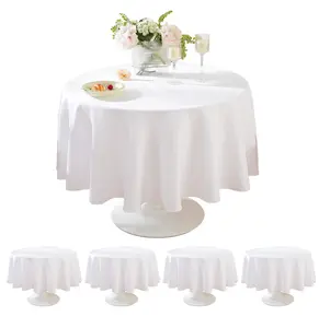 Craft And Party 5 Pack Round Premium Tablecloth Modern Wrinkle-Free Washable Polyester Tablecloths for Kitchen Dining Wedding Birthday Party Buffet Restaurant Banquet