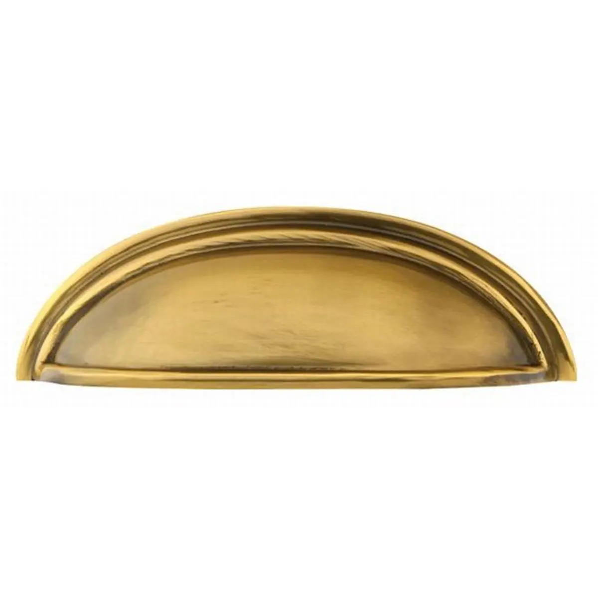 Emtek 86173US7 Brass Finish Single Pull Cup Handle, 4 in. (4' CTC) Center-to-Center Door Handle, French Antique Finish, Easy-Install Cabinet Door Hardware