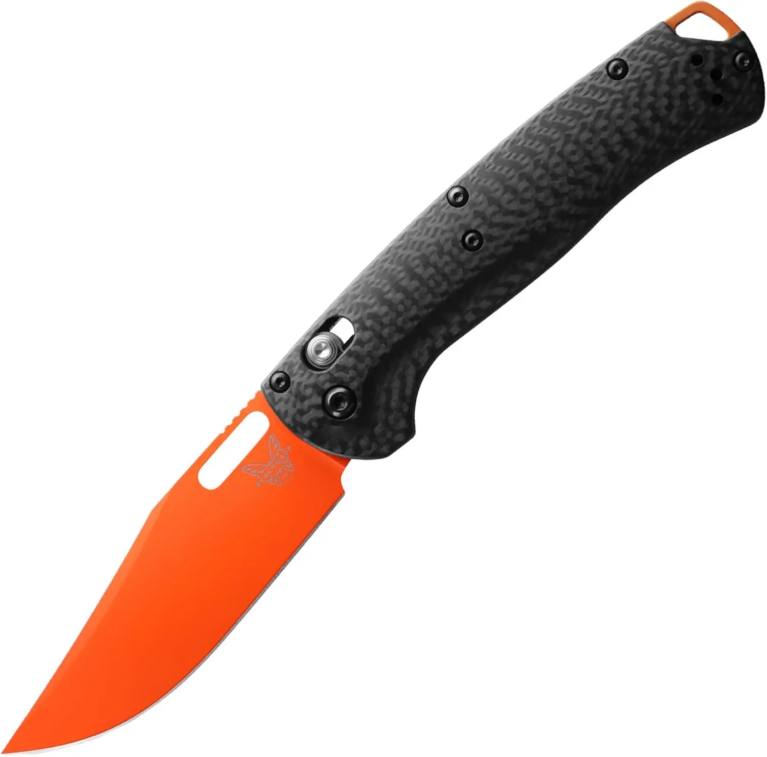 Benchmade Taggedout 15535OR-01 Folding Knife with Carbon Fiber Handle and 3.48" CPM-MagnaCut Blade, Compact Fold Design for Adults, Lightweight Outdoor Gadgets, Peeling, Edc Gear, High-Vis, Slim Profile, Tip-Up Clip
