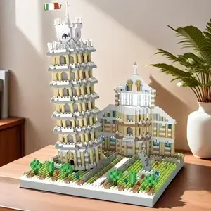 1620pcs World Landmark Building Blocks, Building Block Model, Pisa Leaning Tower Scene, Creative 3D Puzzle Toy, Adult Stress Relief, Home Decor, Christmas Gift, Building Block Sets, DIY Building Model