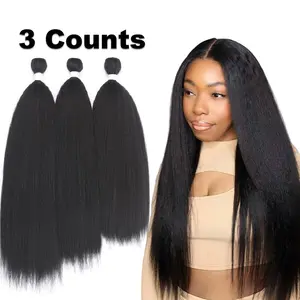 Kinky Straight Hair Bundles, 3 Counts/set Heat Resistant Synthetic Hair Extensions, Natural Looking Fluffy Hair Pieces for Women, Lightweight Individual Extensions