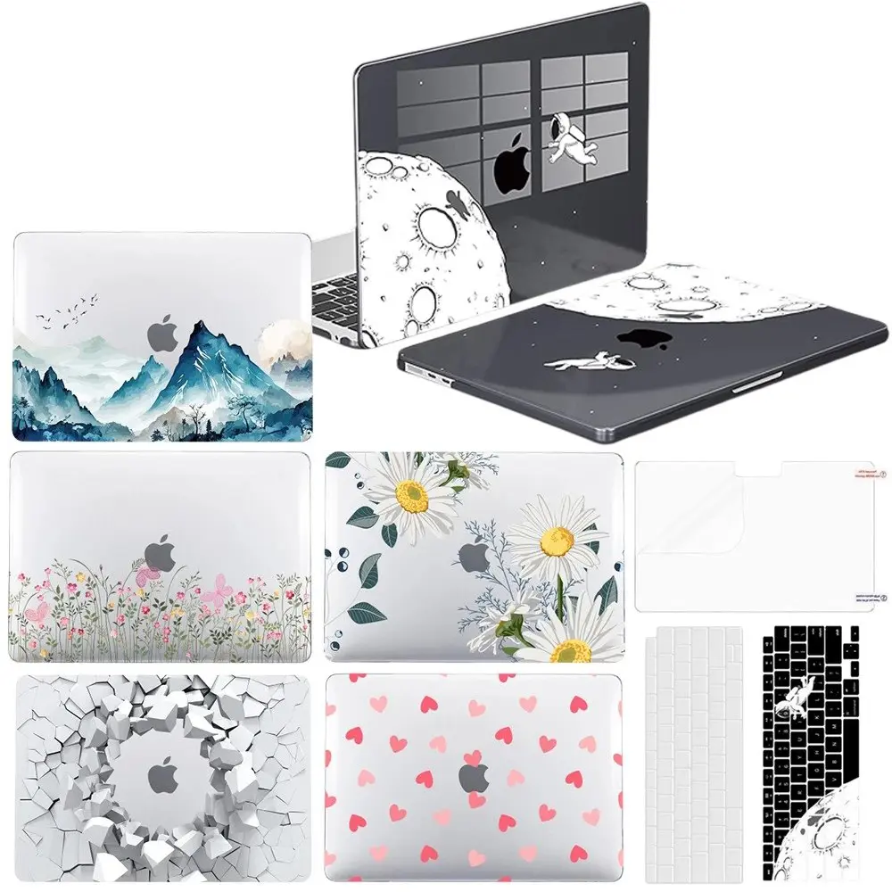 HOMEYA Case Compatible with MacBook Air 13" M4 A3240 M3 A3113 M2 A2681 Sturdy Laptop Hard Protective Shell Crystal Case+Keyboard Skin Cover + Screen Protector, Crystal Clear / Black