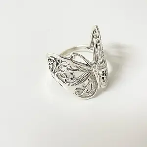 Sterling Silver 925 Butterfly Nymph Ring Insect Jewelry