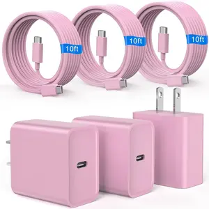 SANPRIO For iPhone17 Charger Fast Charging 3 Pack PD 20W USB C with 10FT Cable for iPhone 16/16 Plus/16 Pro/16 Pro Max/15/15 Pro/15 Pro Max Dual Ports Cellphone