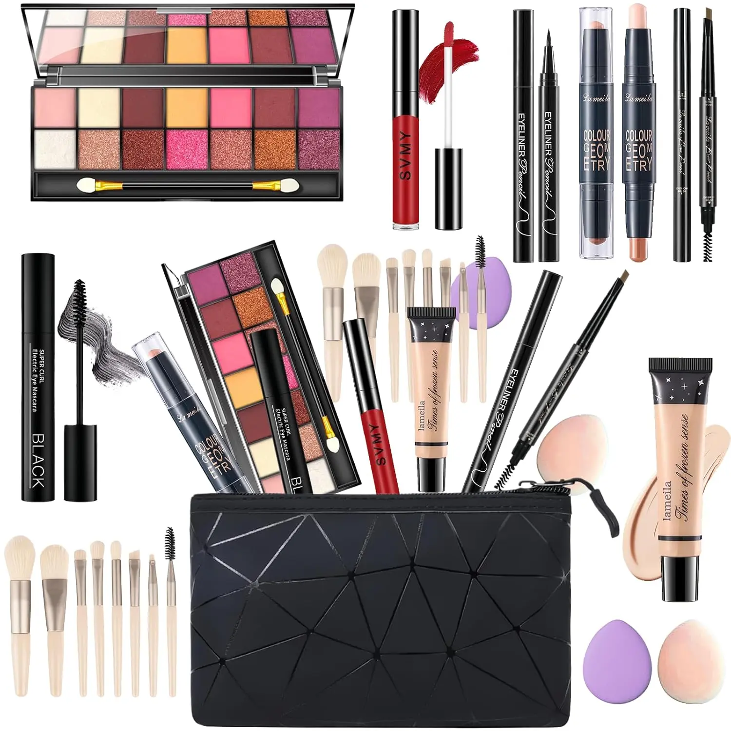 Halloween Fall Gift Makeup Set for Women, Makeup Kit for Women Full Kit, Travel Makeup Set, Makeup Gift Set for Girls, 14-Color Eyeshadow Palette, Lip Gloss, Eyebrow Pencil, Contour Stick, Face Make up 03