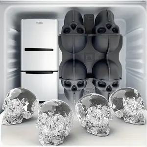 Skull Shaped Ice Cube Mold, Ice Cube Maker, 6 Grid Silicone Ice Cube Mold, Easy To Release Ice Mold for Party, Home Bar Accessories, Ice Cube Tray, Kitchen Utensils & Gadgets