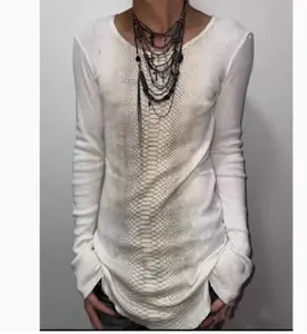 Womenswear Women's Long-Sleeved Python Print T-Shirt - Subculture, Vintage, Retro, Early Visual Kei, Punk Rock, Individual, Avant-Garde Top