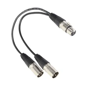 3Pin XLR Female Jack To Dual 2 Male Plug Y Splitter Cable Adapter Microphone Mic DJ Cable Adaptor