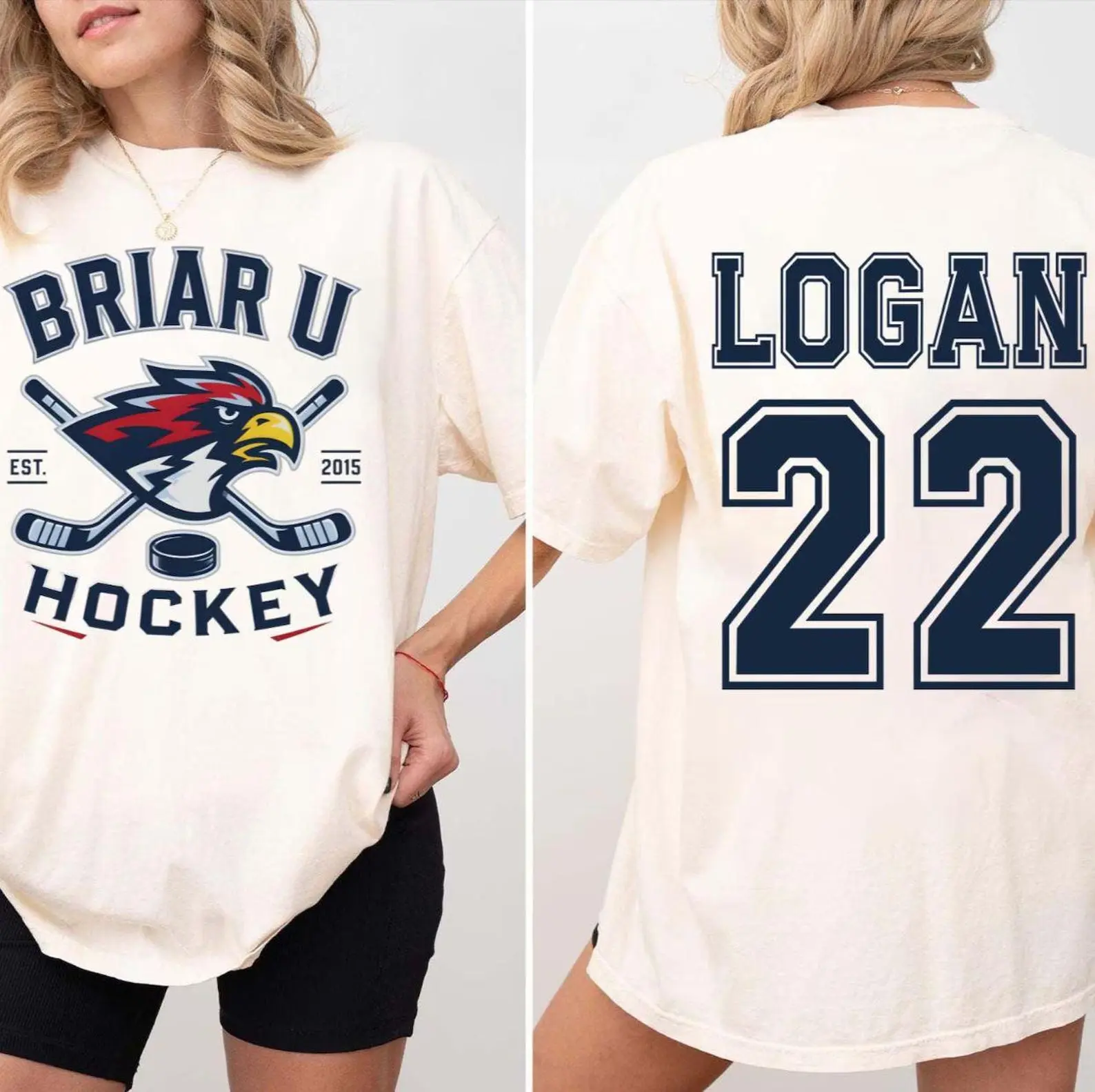 Comfort Colors Briar U Hockey Shirt, Briar University Shirt, Logan 22 Hockey 2 Side T-Shirt